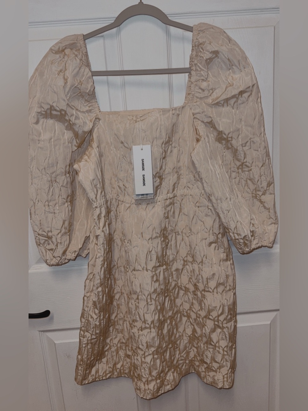 SAMSOE Sasha Dress Quicksand Puff-Sleeve Square-Neck